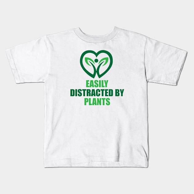 Easily Distracted by Plants Kids T-Shirt by Sanzida Design